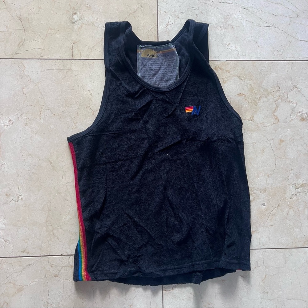 Aviator Nation Like New Terry Cloth Rainbow Tank Sz medium